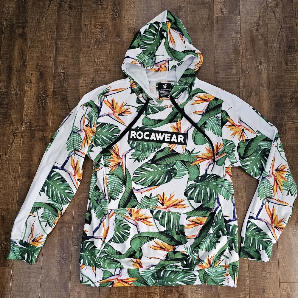 Rocawear Hawaiian Floral Hoodie Mens XL Kangaroo Pocket